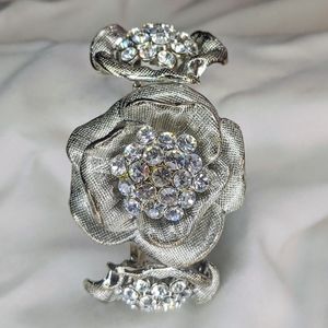 Silver and crystal rose costume bangle